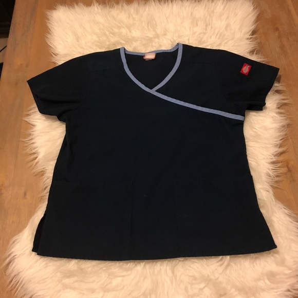 Dickies navy blue and sky blue scrub top - Picture 1 of 5